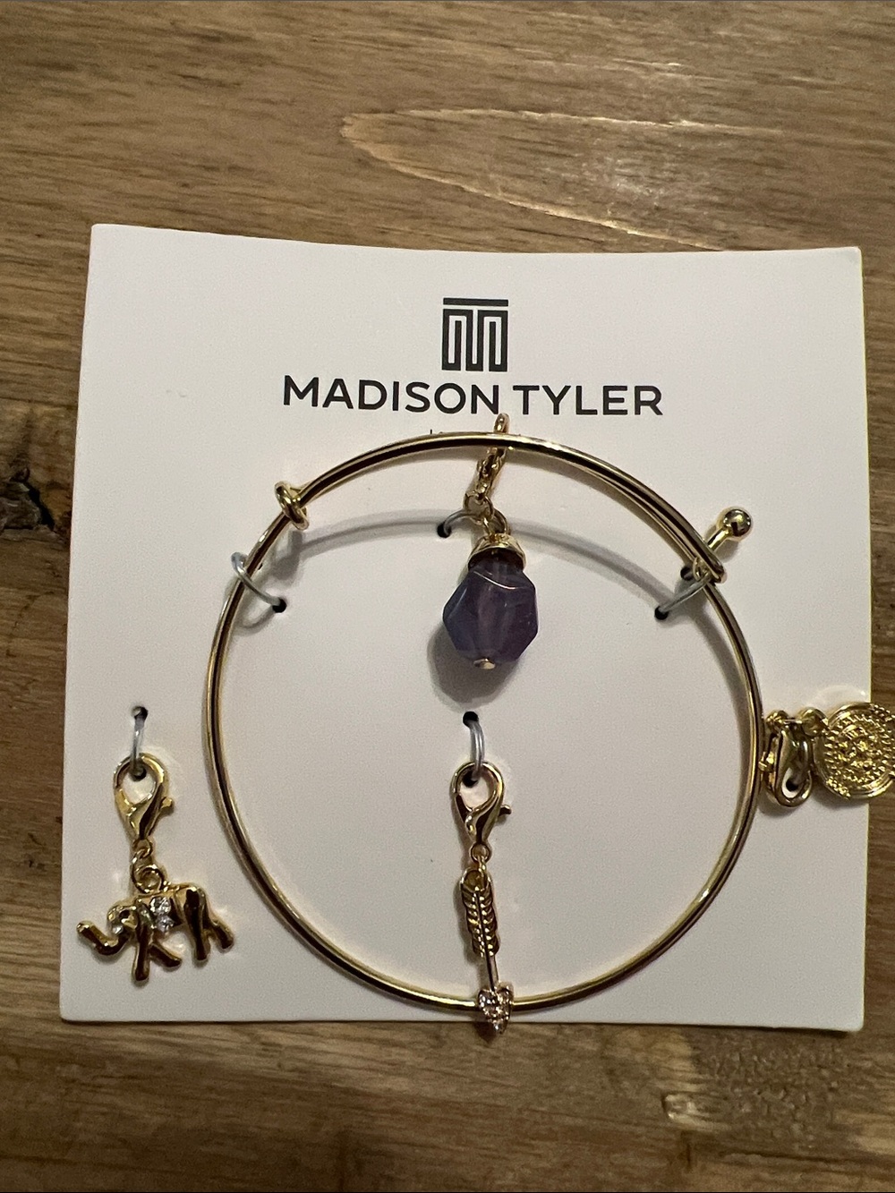 3/$18 Madison Tyler Gold Bangle Bracelet with Charms Lot 2137